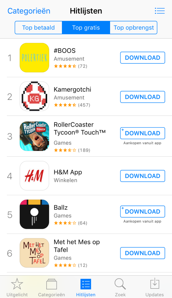 Polertiek number one in the app store