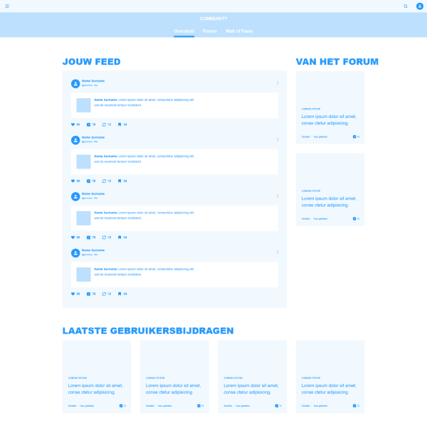 Community overview wireframe