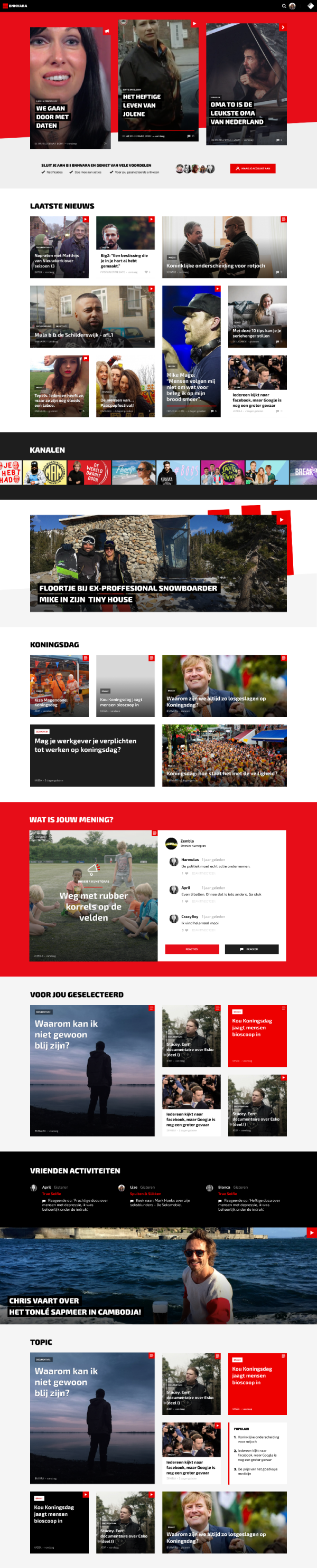 BNNVARA.nl Homepage design